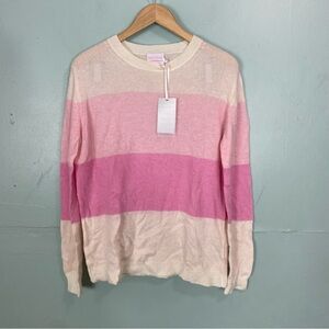 Brodie Cashmere‎ Striped Pink Medium Crewneck